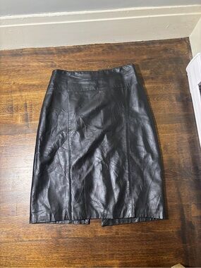 Bod & Christensen Black Faux Leather Midi Skirt Size 16